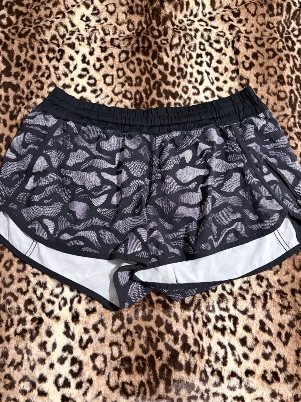 Black and Gray Lululemon Patterned Women's Running Shorts